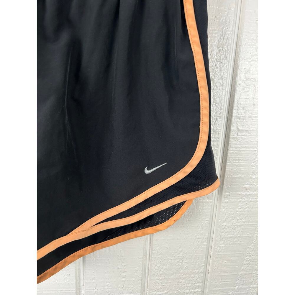 Nike Dri Fit Black Running Shorts Orange Trim Athletic Women Size Large - Picture 2 of 6